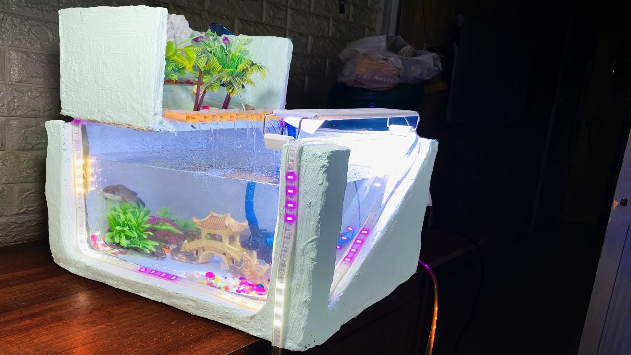 DIY Styrofoam and Cement Box Ideas To Make A 2 Tier Cement Aquarium