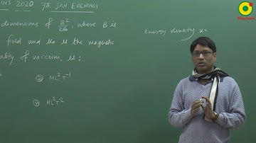 JEE MAIN 2020 Unit and Dimensions  01 (7th JAN S2) By SSI Sir B.Tech IIT Delhi