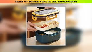 Unboxing 1200ML 2 Layer Bento Lunch Box With Spoon Fork, Kid High Capacity Microwae Food Containers