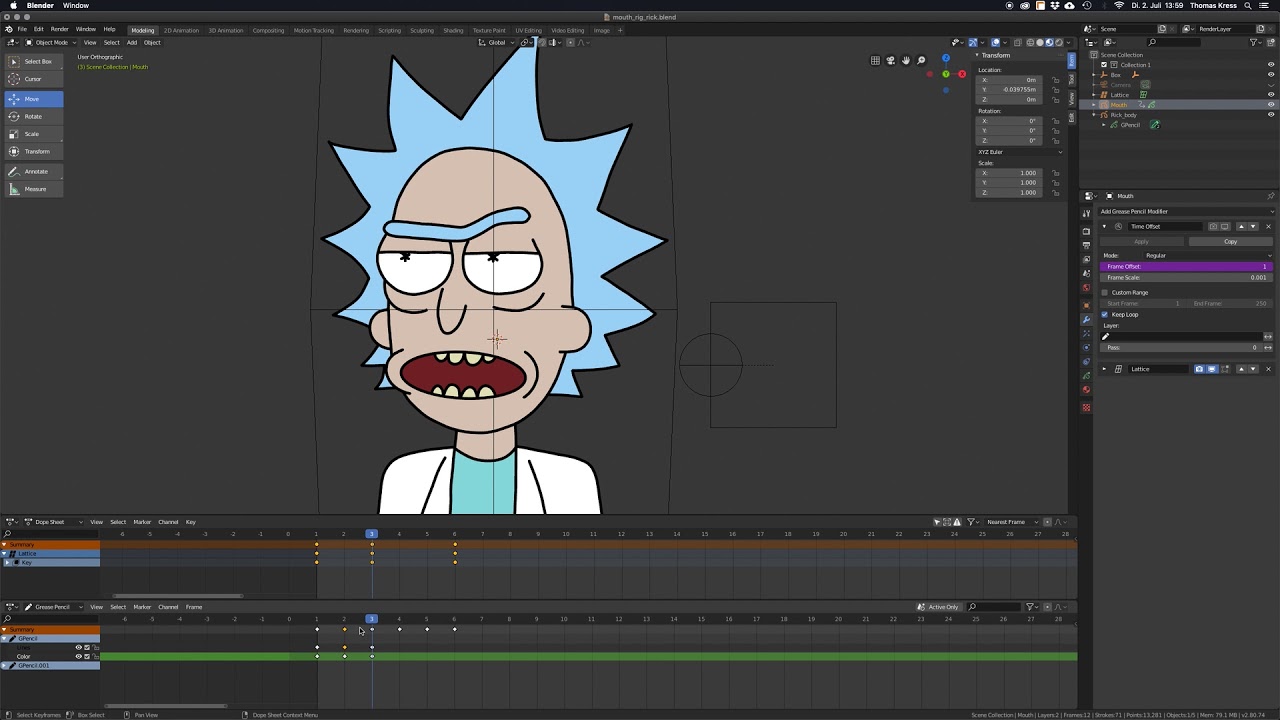 animating in blender 2d