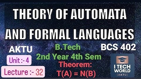 TAFL Unit :- 4 (Lec : 32) Theorem:  T(A) = N(B) BCS402 B.Tech AKTU 2nd Year CSE/IT