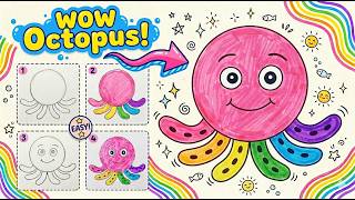 Cute Octopus Drawing 🐙 | Easy Drawing for Kids Step by Step