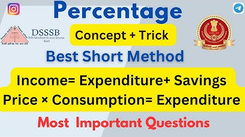 Class-9 Percentage🎯 INCOME=EXP+SAVING💯 PRICE ×CONSUMPTION=EXPENDITURE 🎯 PYQ📝 BEST SHORT METHOD✌️