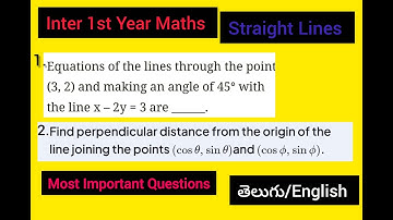 Inter 1st Year Maths | Straight Lines Important Questions | Telugu Explanation | Mathematical World