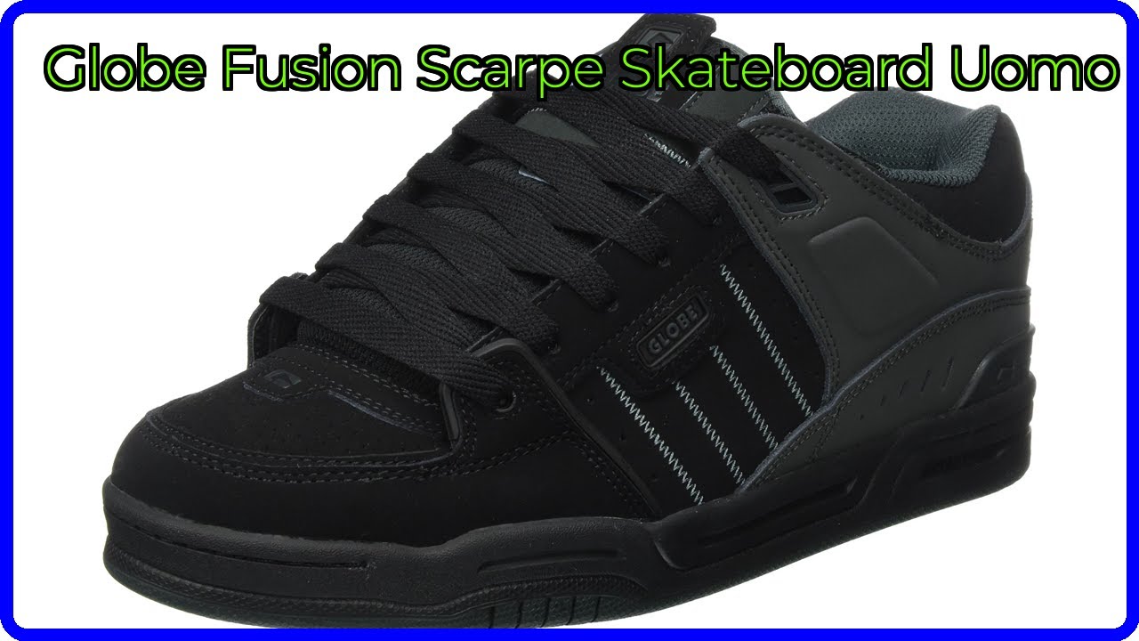 Scarpe Da Skateboard Globe Fusion Uomo - Nero/Acciaio/Bianco, Taglia 44 EU, Suola Nitrocel Airbag