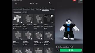 Roblox ta 80 robux luk robot Animation Pack aldım