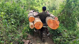 The fastest solution for transporting lots of wood is using a homemade motorbike