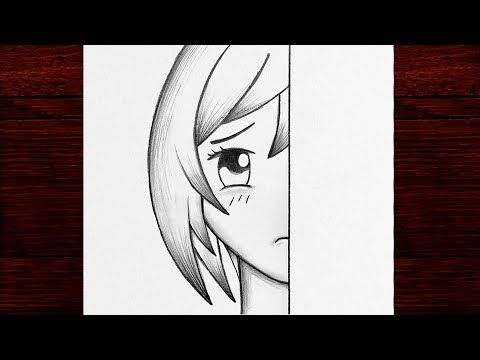 Çok Kolay Yarım Yüz Anime Resmi Nasıl Çizilir, Adım Adım Kolay Anime Çizimi Karakalem Kolay Çizmek