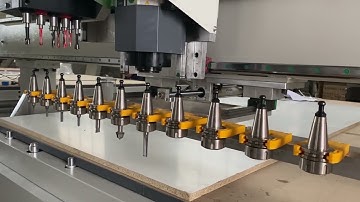 CNC router 9kw HQD spindle with 12 tools automatic change and drilling unit