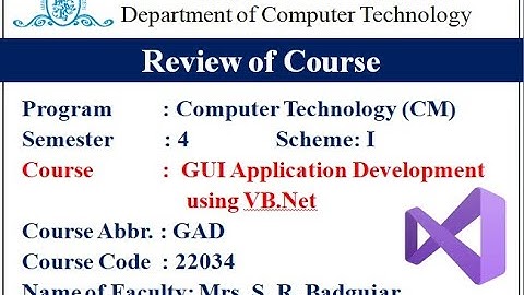 GUI Application development using VB.Net - Course Review
