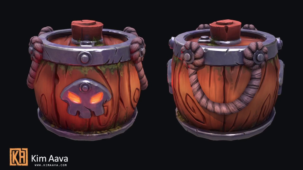 Stylized Prop: SkullBarrel Timelaps/Speedmodel - Zbrush | Maya | Quixel | Substance