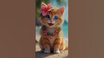 Beach 🏖️kitten singing APT 🤣😻 #apt #cat #rose #brunomars #shorts #fyp #music #song