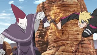 Boruto, Sarada and Chocho Vs Kakou, Inojin was hit by Kirara's jutsu and took Boruto hostage