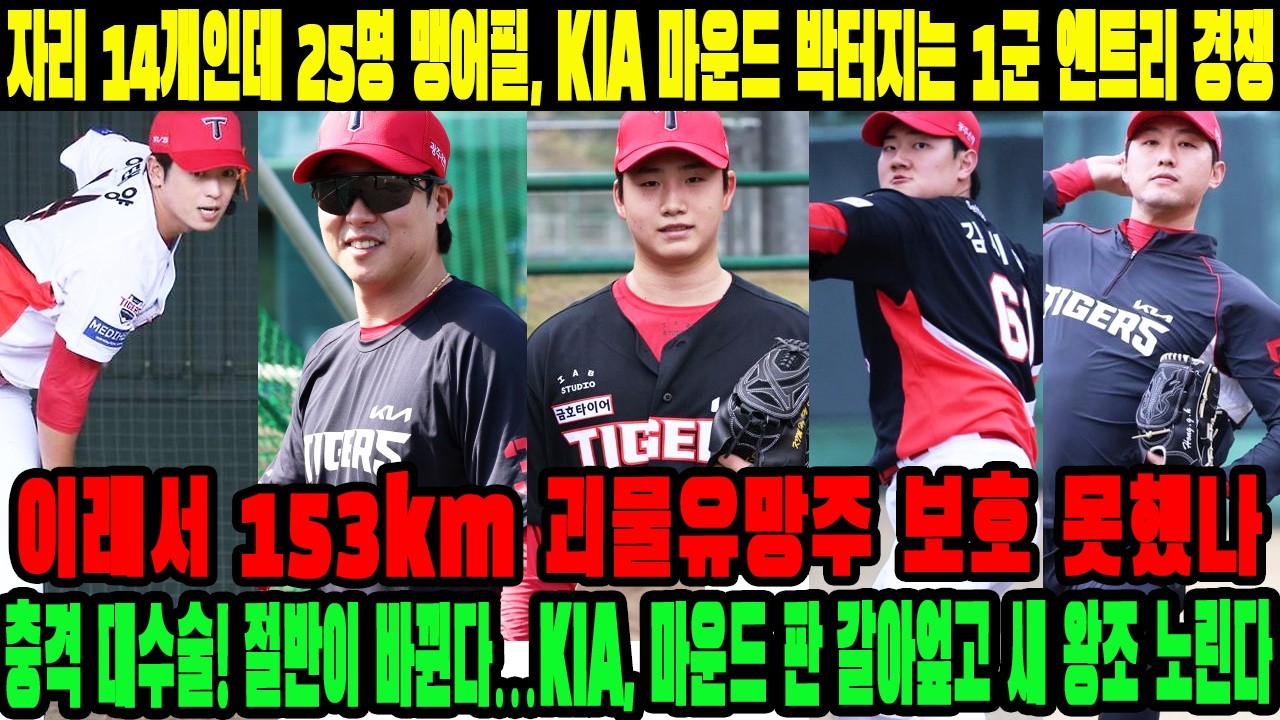 🚨자리 14개인데 25명 맹어필, KIA 마운드 박터지는 1군 엔트리 경쟁...이래서 153km 괴물유망주 보호 못했나→절반이 바뀐다…KIA, 마운드 판 갈아엎고 새 왕조 노린다