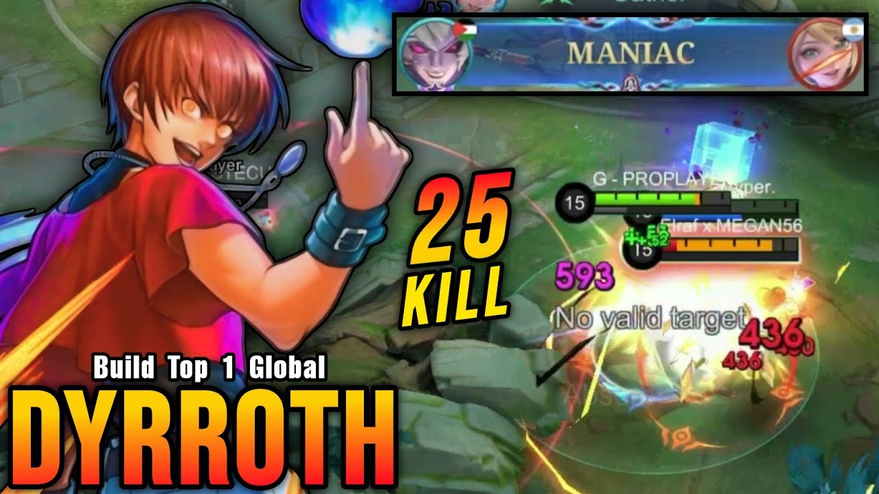 25 Kills + MANIAC!! Powerful Jungler Dyrroth Brutal Damage Build - Build Top 1 Global Dyrroth ~ MLBB