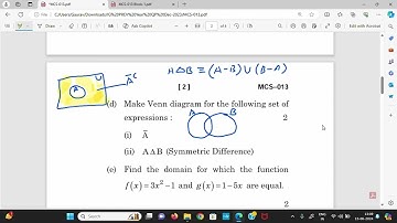 MCS 013 December 2023 Q1 d Make Venn diagram for the following set of expressions :  Complement of A