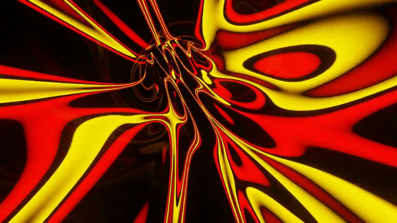 Abstract Background Video 4k VJ LOOP NEON Tunnel Wave Metallic Yellow Red Black  Screensaver Visual