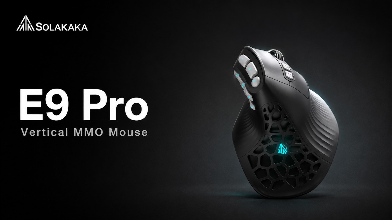 SOLAKAKA E9 Pro – Ergonomic Vertical MMO Gaming Mouse for Comfort 