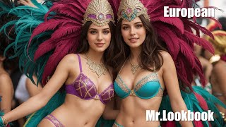 [4K] Ai Art European Lookbook Model Video - Carnival Rhapsody: A Symphony Of Sequins And Samba