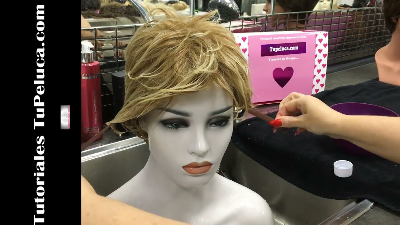 Como lavar una peluca sintetica corta modelo Sandrine Star 10 Colageno