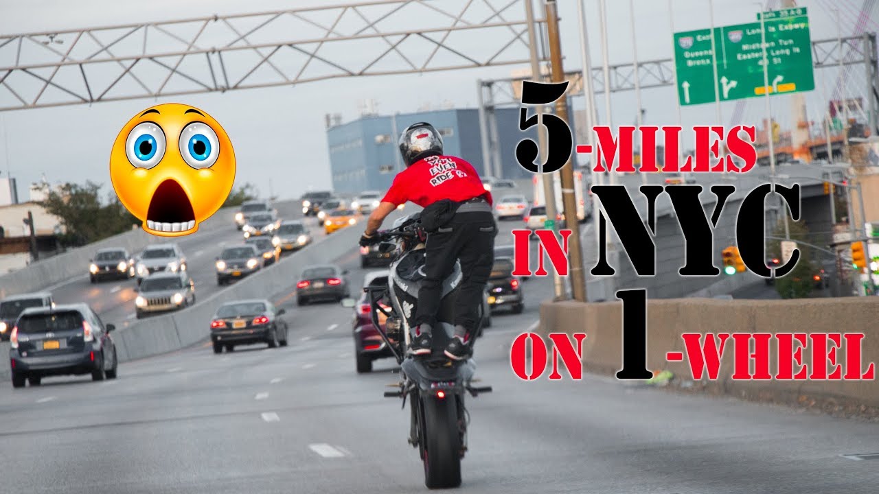 😬 Motorcycle Wheelie for 5MILES in New York City on the Brooklyn