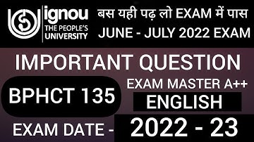 BPHCT 135 IMPORTANT QUESTIONS | BPHCT 135 previous year question | BPHCT 135 LECTURE