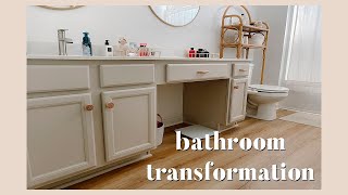 BATHROOM TRANSFORMATION // painting all our bathroom cabinetry + upgrading the hardware