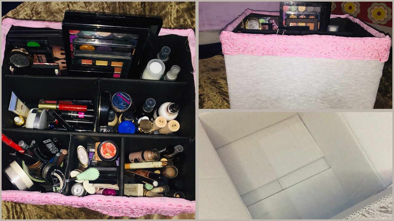 DIY Makeup Organizer Using Cardboard Box Easy Step// Aarti kinger YouTube