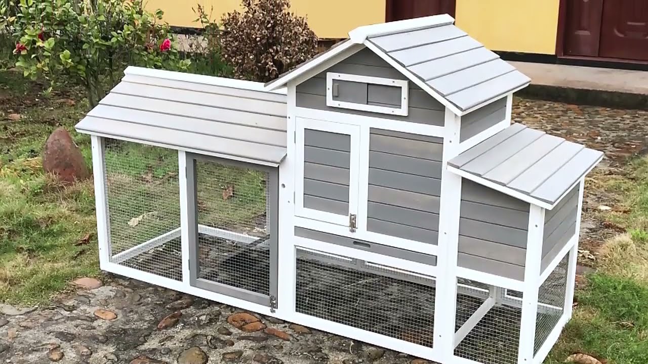 SDC035 Luxury Solid Button Wooden Chicken Run Large Cage Outdoor Coop Weatherproof