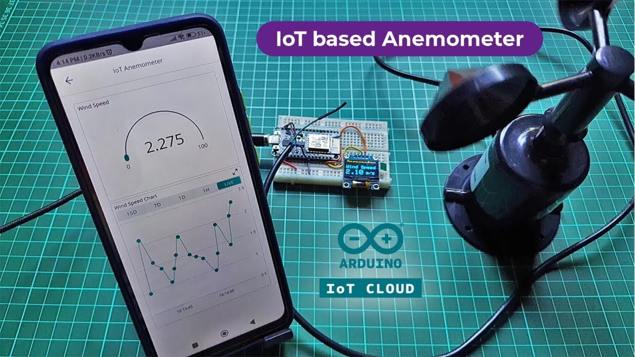 IoT based Anemometer using ESP8266 & Arduino IoT Cloud