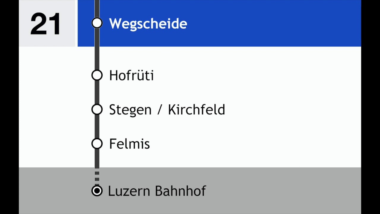 vbl Ansagen • 21 Kriens – Zentrum Pilatus – Horw – Kastanienbaum – Mättiwil – Luzern Bahnhof