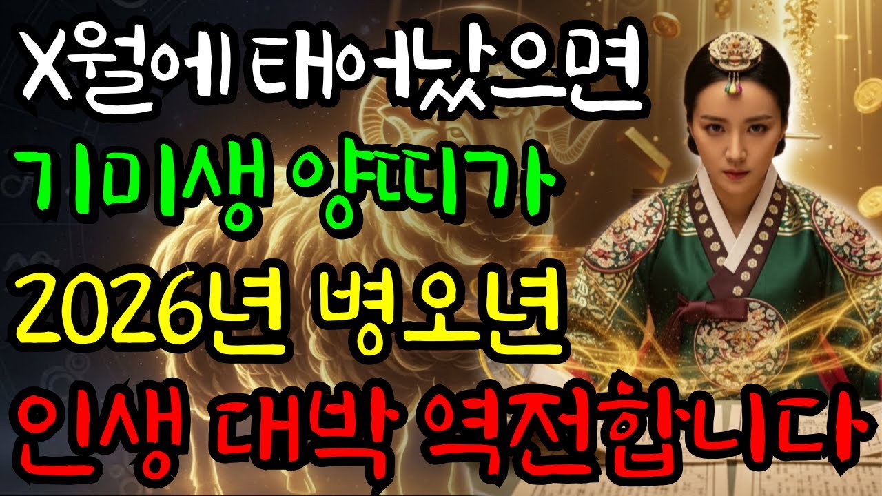 79년 기미생 양띠, 그동안 고생많으셨습니다.  2026년 새해에는 인생대박 역전합니다! 