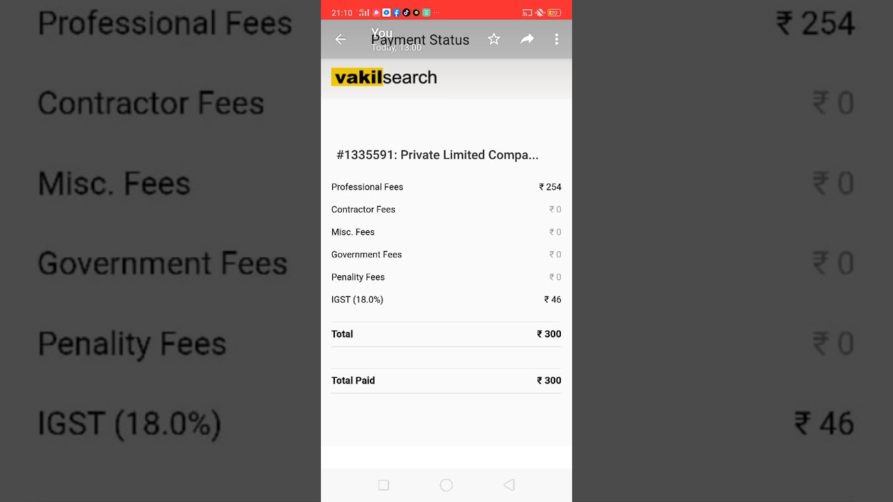 Vakil search Pvt limited initiation