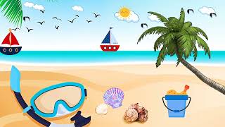 Background Animasi Pemandangan Alam Pantai yang Cerah