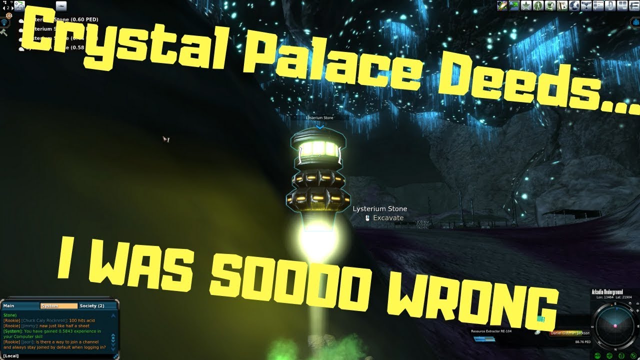 Entropia Universe: Crystal Palace Deeds and a 50 ped Arkadia Underground Mining