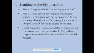 How to Write a Research Paper Part 1: Choosing a Topic & Developing a Central Research Question