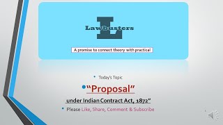 "Proposal" under Section 2(a)  of Indian Contract Act, 1872