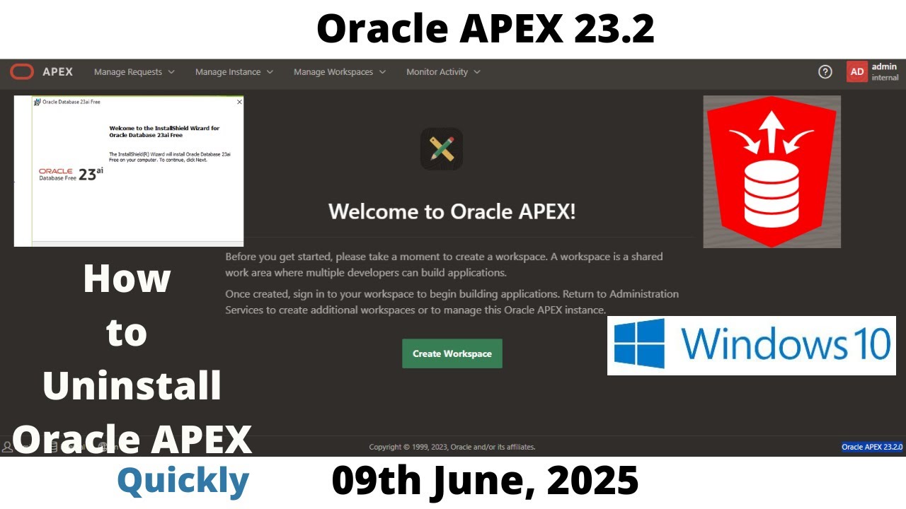 How to Uninstall Oracle APEX 23.2 | DB 23ai Pluggable | Windows 10 ...