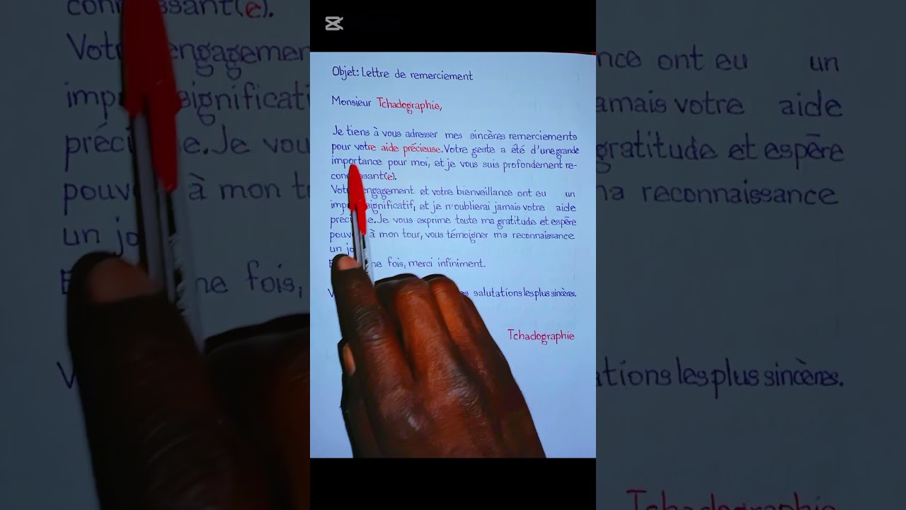 Exemple de lettre de remerciement 