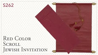 S262, Red Color, Scroll Wedding Invitations, Scroll Invitations, Jewish Invitations