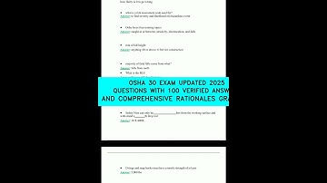 OSHA 30 EXAM  UPDATED 2025   QUESTIONS WITH 100 VERIFIED ANSWERS AND COMPREHENSIVE RATIONALES  GRADE