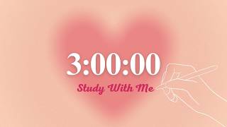 3 Hour Silent Study Timer | Soft Alarm Only | Pink Heart Aesthetic 💖 | ADHD-Friendly