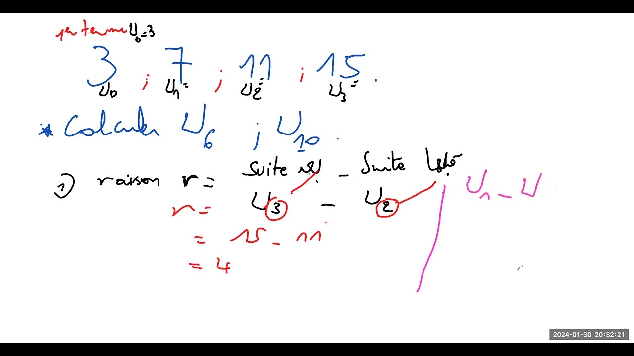 2ème sc-info---suite arithmetique calculer raison et U 0---t7eb t9ra etudes otlobni 27.549.290