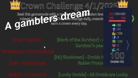 Crown challenge 4/1/2025 | Randomly generated droids