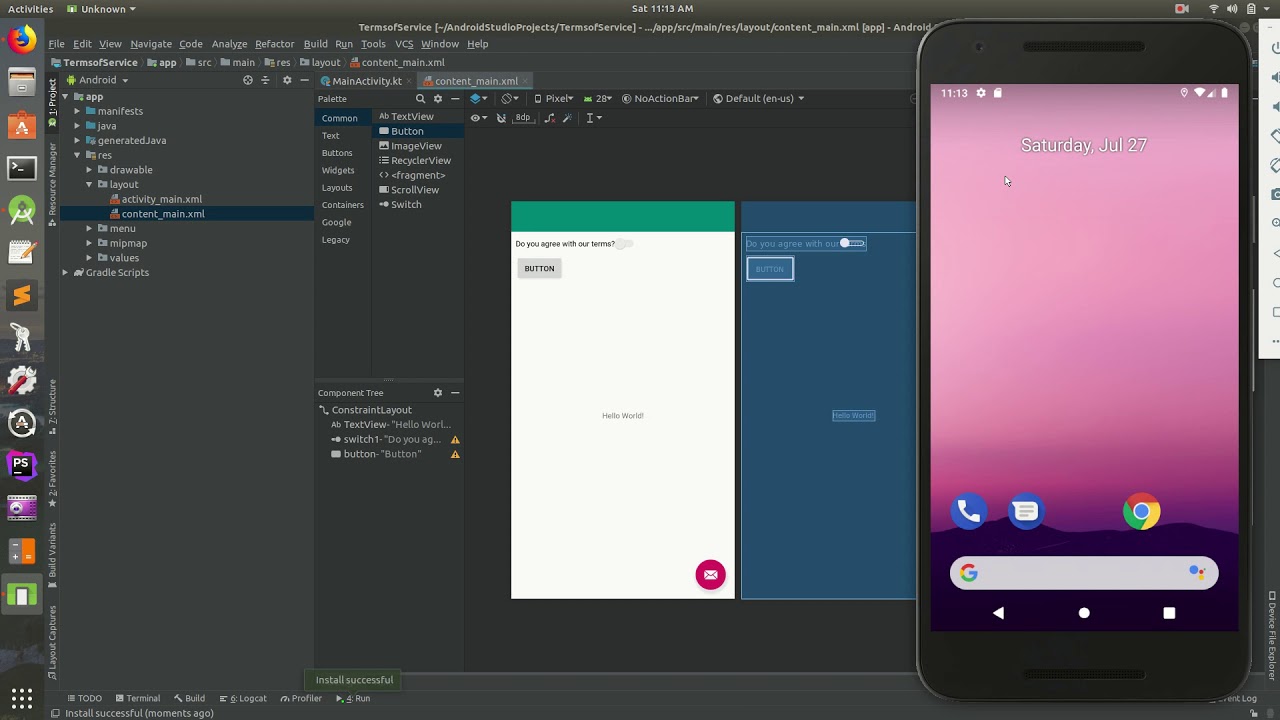 android studio recyclerview with button