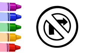 No right turn | Easy Oil Pastel Drawing and Colouring for Kids | ArtKid