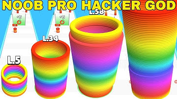 11 Minutes Satisfying gameplay with NOOB VS PRO VS HACKER VS GOD  in Slinky Hop