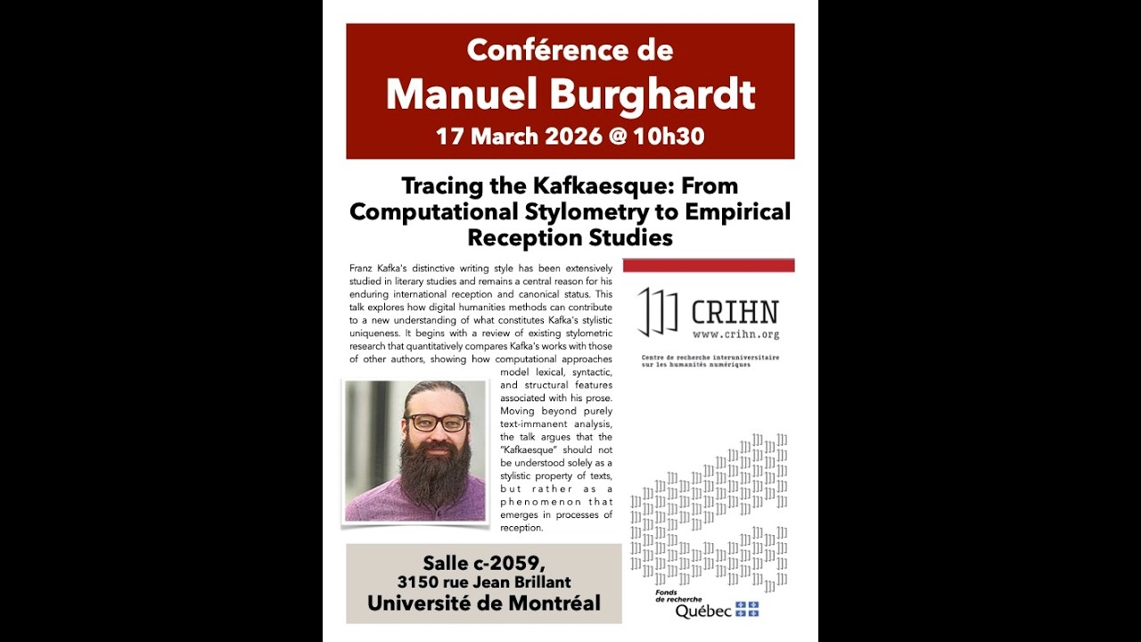 CRIHN conference: Manuel Burghardt (Universität Leipzig) on « Tracing the Kafkaesque » (17/03/26)