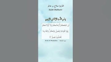 لن تنفعكم أرحامكم ولا أولادكم. ماتيسر من سورة الممتحنة بصوت القارئ صلاح بو خاطر.