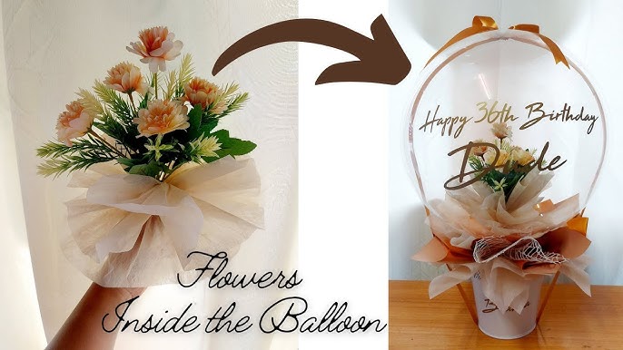 How to Put Flowers Inside a Balloon: Hand Held or HUGE Flower Balloon  Bouquet Tutorial 